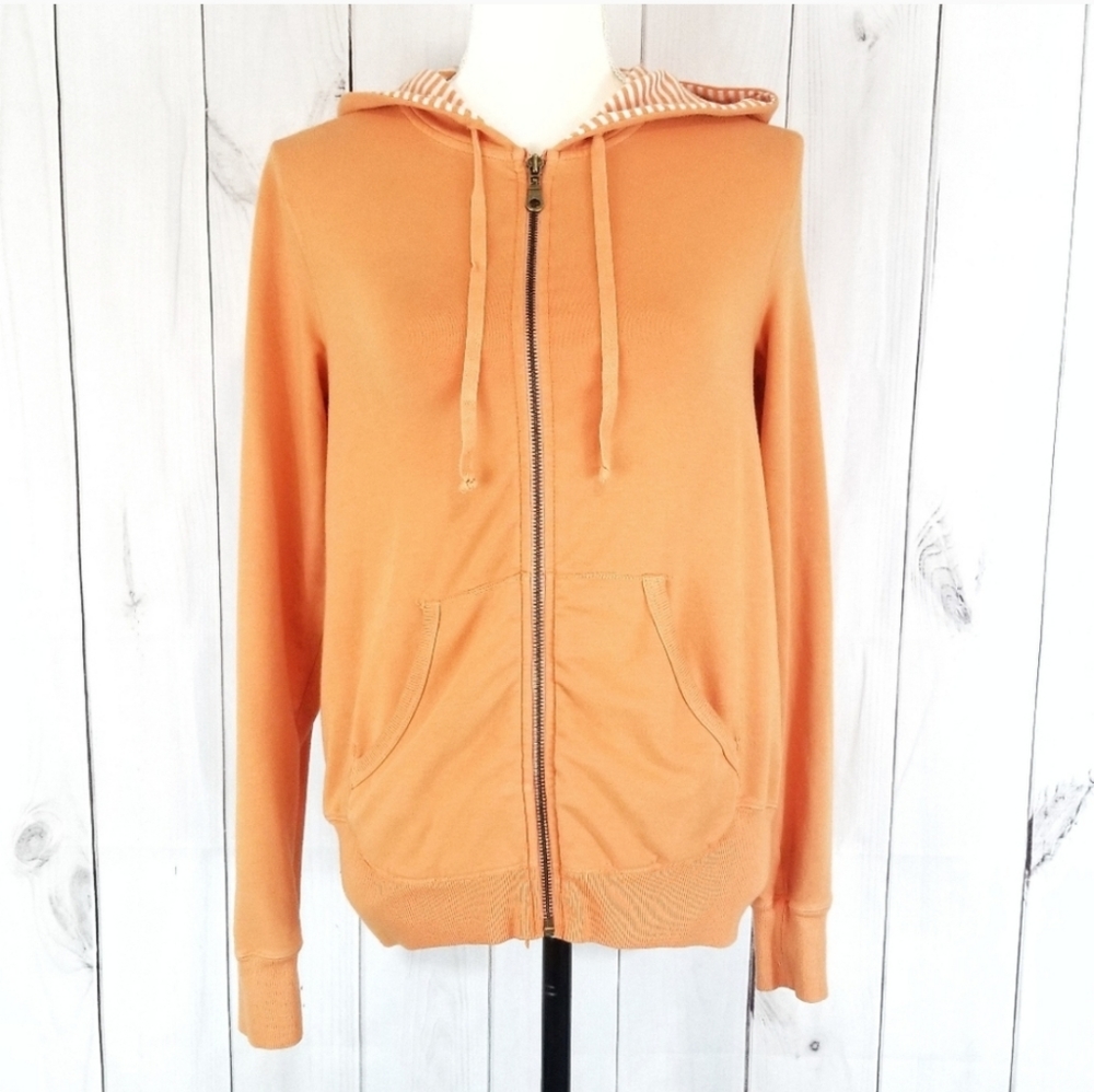 Splendid Women’s Large Orange Zip Up Hoodie Cotton Modal Lightweight